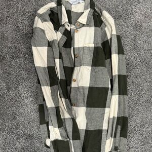 Old Navy Green and White Plaid Button Down Shirt